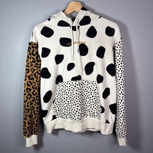 Converse Women's Animal Print Mix Hoodie Pullover Cow Leopard Dalmatian Size M